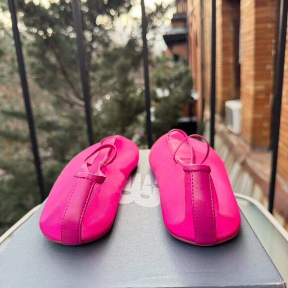 New Jeffrey Campbell Swan Lake Moira Mesh Flats Ballet Shoes Pink Fuchsia - Picture 9 of 13